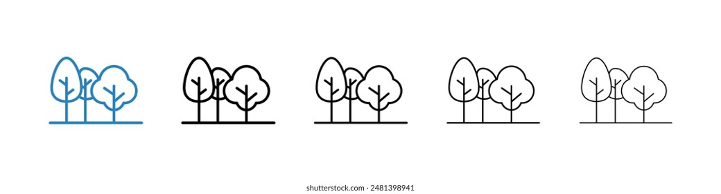 Trees liner icon vector set.