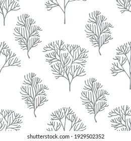Trees liner style vector  seamless pattern. Decorative illustration, good for printing. Monochrome wallpaper vector. Great for label, print, packaging, fabric.
