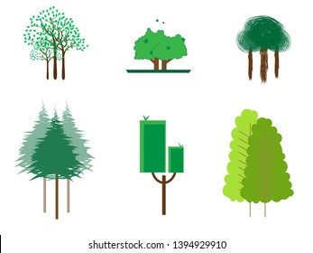 trees for logo and green color.