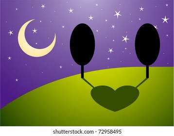 trees in love at night