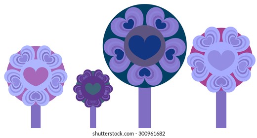 Trees made of hearts.