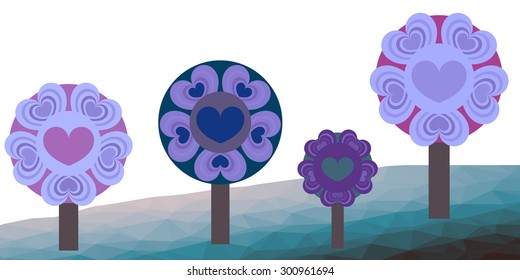 Trees made of hearts.