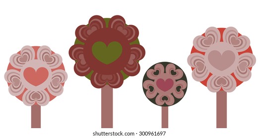 Trees made of hearts.