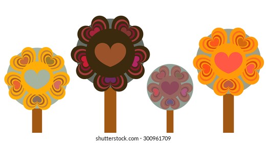 Trees made of hearts.