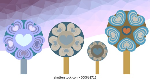 Trees made of hearts.