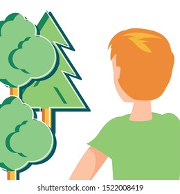 Trees and man avatar design, Nature plant summer season environment natural and abstract theme Vector illustration