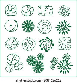 Trees for the master plan. Tree plans for architectural floor plans or landscape designs	