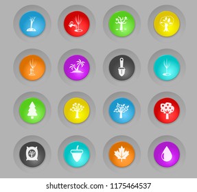 trees measuring tools colored plastic round buttons web icons for user interface design