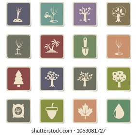trees measuring tools web icons - paper stickers for user interface design