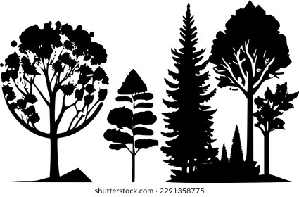 Trees | Minimalist and Simple Silhouette - Vector illustration