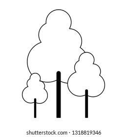 trees nature isolated in black and white