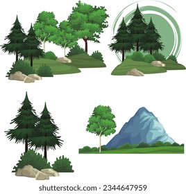Vector de naturaleza de árboles para ilustración de diseño