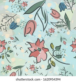 Trees with no leaves. Continuous Pattern. Partly Seamless. Vector Illustration
