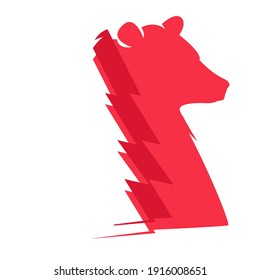 trees on the background of a big red bear