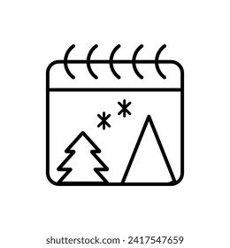 Trees on Calendar Vector Linear Sign. Perfect for design, infographics, web sites, apps. 