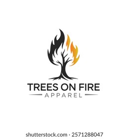 The trees on fire logo design vector template