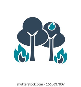 trees on fire silhouette style icon design, Insurance health care security protection life accident and guard theme Vector illustration