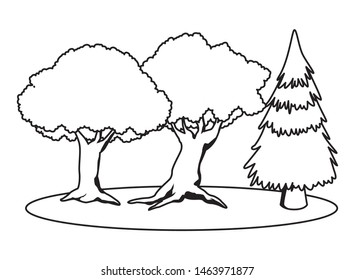Trees on grass nature scenery ,vector illustration graphic design.