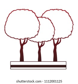 Trees on ground red lines