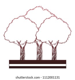 Trees on ground red lines