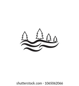 trees on a hill icon. Element of landscape illustration. Premium quality graphic design icon. Signs and symbols collection icon for websites, web design, mobile app on white background