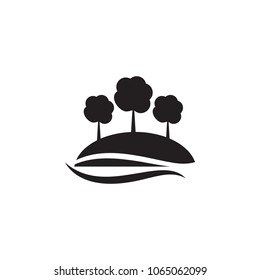 trees on a hill icon. Element of landscape illustration. Premium quality graphic design icon. Signs and symbols collection icon for websites, web design, mobile app on white background