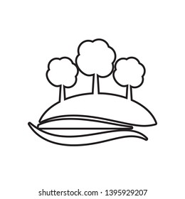 trees on a hill icon. Element of Landscape for mobile concept and web apps icon. Outline, thin line icon for website design and development, app development