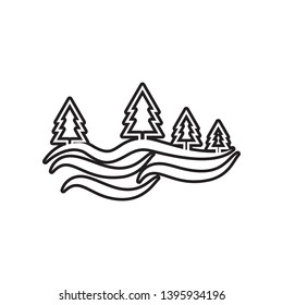 trees on a hill icon. Element of Landscape for mobile concept and web apps icon. Outline, thin line icon for website design and development, app development