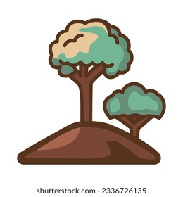 Trees The Hill Illustration