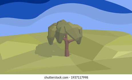 
Trees on the meadow and blue sky