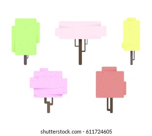 Trees on white background, vector illustration