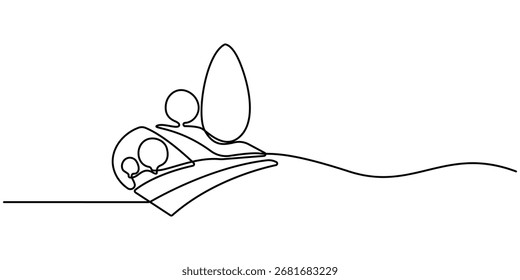 Trees one line set art. Continuous line drawing of plants, herb, tree, wood, Modern single line draw design vector. Outdoors garden landscape design one sketch outline drawing vector illustration