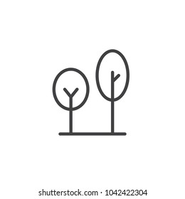 Trees outline icon. linear style sign for mobile concept and web design. Park simple line vector icon. Symbol, logo illustration. Pixel perfect vector graphics