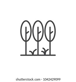 Trees outline icon. linear style sign for mobile concept and web design. Park tree simple line vector icon. Symbol, logo illustration. Pixel perfect vector graphics