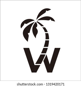 trees palms letter W logo