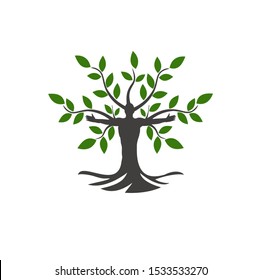 
BÄUME MIT MENSCHENLOGO-VEKTORILLUSTRATION
