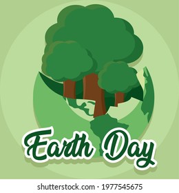 Trees in a planert earth Earth day Vector illustration