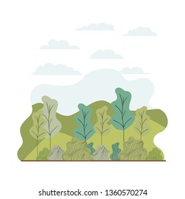 trees plant with landscape isolated icon