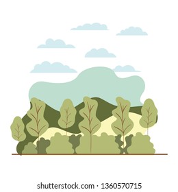 trees plant with landscape isolated icon