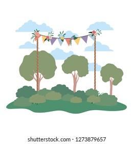 trees plants with landscape isolated icon