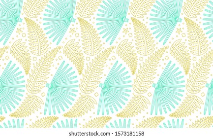 Trees, plants, leaves silhouette vector seamless illustration. Jungle leaf pattern.