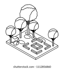 trees plants in the park scene isometric
