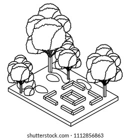 trees plants in the park scene isometric