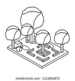trees plants in the park scene isometric