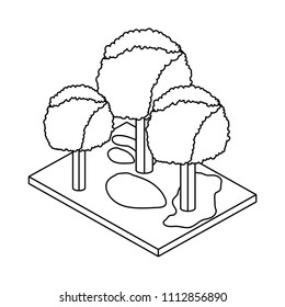 trees plants in the park scene isometric