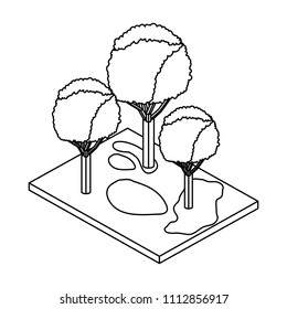 trees plants in the park scene isometric