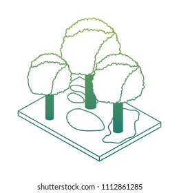 trees plants in the park scene isometric