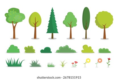 Trees and plants set illustration collection. Suitable for infographics, books, banners and other designs. Vector illustration.