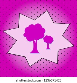 Trees .Purple icon pop-art background .Vector.