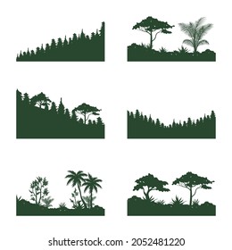 Trees range trees vector illustration, environmental plant and nature landscape isolated object element